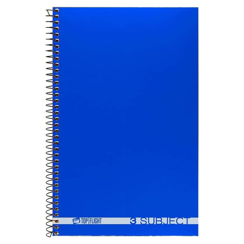 Top Flight Boss Poly Cover 3-Subject Wirebound Notebook, 108 Sheets, College Rule, 9.5 x 6 Inches, 1 Notebook, Cover Color May Vary (43002) - Image 1